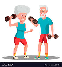 Elderly Couple Doing Sports With Dumbbells Vector Image On Vectorstock In 2020 Elderly Couples Couples Doing Old Couples