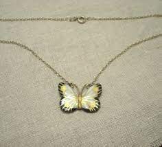 Royal Copenhagen Porcelain Butterfly Necklace Marked Black And Gold Free Ship Royal Copenhagen Porcelain Art Nouveau Jewelry Butterfly Necklace