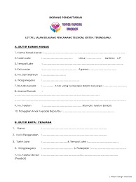 Borang pendaftaran peserta pertandingan merekacipta blog anjuran kelab rakan muda parlimen tanjong malik&pbsd slim river/tanjong malim. Borang Pendaftaran Taska Docx