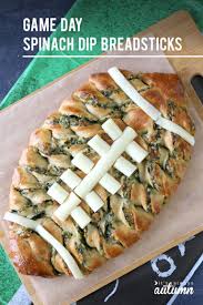 Football Shaped Spinach Dip Breadsticks For The Big Game It S Always Autumn Recipe Breadsticks Spinach Dip Game Day Food