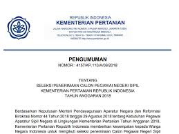 Kementerian pertanian republik indonesia berdasarkan keputusan menteri pendayagunaan aparatur negara dan reformasi birokrasi nomor 870 tahun anggaran 2021 tentang penetapan kebutuhan pegawai aparatur sipil negara di lingkungan kementerian pertanian tahun anggaran anggaran 2021. Formasi Dan Persyaratan Pendaftaran Cpns 2018 Kementerian Pertanian