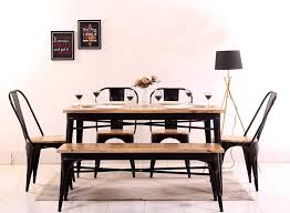 All tables are available in several sizes, a variety of wood species, and dozens of stain & paint colors! Buy Cora Metal 6 Seater Dining Set With Bench Black Online In India Wooden Street Dining Set With Bench Dining Table 6 Seater Dining Table