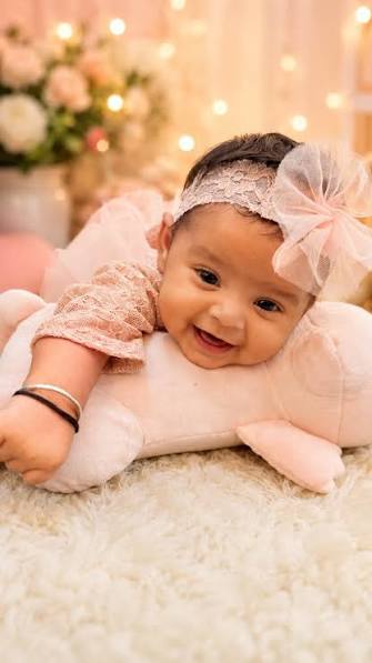 Warm Lights Pink Lace Baby Portrait