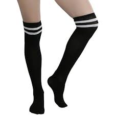 Black And White Striped Knee High Socks Tobeinstyle Women S Acrylic Knee High Black Socks With Double White 9 95 Liked On P With Images Striped Knee High Socks White Knee High Socks Black Knee High Socks
