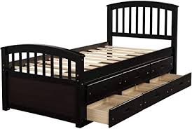 Bring extra convenience into the bedroom with the modern and versatile wanda platform bed, complete with an attached storage bench! Amazon Com Espresso Bed Frame Twin W 6 Drawers Julyfox Pine Wood Bed Platform With Headboard Footboard Wood Slats Daybed No Box Spring Needed Heavy Duty Captain S Bed For Kids Teens Juniors Small Spaces
