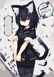 Anime Picture Search Engine 1girl Animal Ears Black Hair Blue Eyes Cat Ears Cat Tail Highres Mamuru Original Pantyhose School U Nekomimi Cat Girl Anime Neko