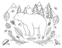 Printable realistic spectacled bear coloring page. Printable Bear Coloring Page Etsy