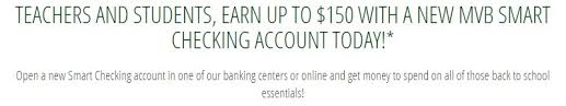 Mvb Bank Promotions 150 Checking Bonuses Va Wv