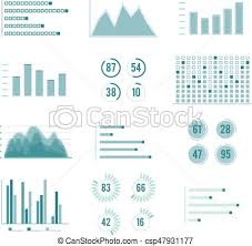 Vector Charts And Graphs Line Illustration Set Isolate On White Background
