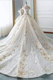 Bmbridal Glamorous Jewel Sleeveless Champagne Wedding Dress Appliques Bridal Gowns With Beadings Online Wedding Dress Train Long Train Wedding Dress Lace Princess Wedding Dresses