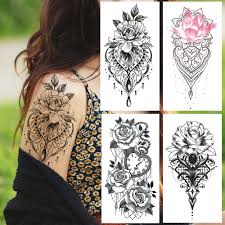 Tatouage dos femme tatouage fleur de lotus tatouage dentelle tatouage bracelet dessin tatouage designs de tatouages tatouages impressionnants tatouages tribaux. Tatouage Temporaire Pour Femmes Adultes Gros Lys Fleur De Pivoine Faux Bijoux Autocollants Pendentifs Lotus Tatouages Noirs Poitrine Aliexpress