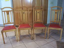 Antique French Art Nouveau Arts Crafts 4 Dining Chairs Oak Red Leather Tucson Arts And Crafts Movement Arts And Crafts Art Nouveau