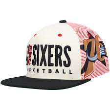 76ers branding on the front. Men S Mitchell Ness Cream Black Philadelphia 76ers Hardwood Classics Big Face Snapback Hat