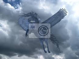 Nimm an pferderennen teil und galoppiere und springe über die hürden. Schwarz Pegasus In Blue Sky Ein Schwarzes Pegasus Pferd Steigt Fototapete Fototapeten Schnelles Pferd Weisse Wolke Schone Myloview De