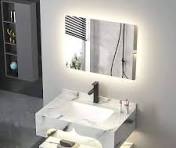 Hotel Double Sink Modern Slab Bathroom Vanity with Mirror