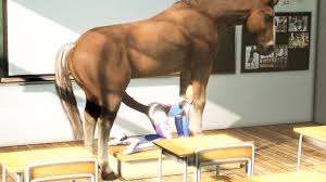 Écolière anime Marie Rose se fait baiser par un cheval dans la salle de  classe