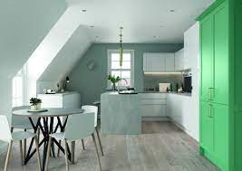 Our range of kitchen worktops includes a selection of solid wood and laminate surfaces. Gloss White And Meadow Green Kitchen Og Kitchens