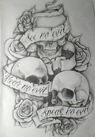 Bandana See No Evil Hear No Evil Speak No Evil Skulls See No Evil Hear No Evil Speak No Evil Skulls Roses Tattoo Idea Diseno De Tatuaje De Calavera Tatuajes