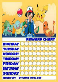 Pokemon Reusable Reward Chart Inc Stickers Pen Good