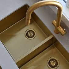 This 33 x 21 double basin flush mount with basin rack, basket strainer and dish towel add flair to any modern kitchen decor. Brass Kitchen Sink Browse 30 Kitchen Sinks Buy Online Save