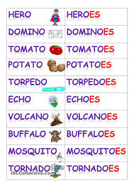 Plurals Ending In O English Vocabulary Words Learn English English Lessons For Kids