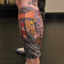 Opening the shop was a long process, it took a while to find. 35 Awesome Lighthouse Tattoos On Legs