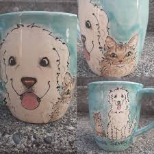 Custom Pet Portrait Mug 20oz. Handpainted Mug Handmade Ceramic Mug.