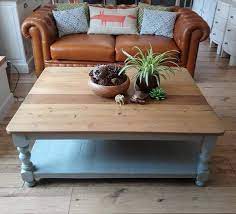 Liven up your living room with this real wood coffee table. Refurbished Large Pine Coffee Table With Storage Grey Shabby Chic Living Room Pretty Vint Vintage Painted Furniture Shabby Chic Living Room Pine Coffee Table