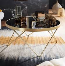 Stubentisch mit metallgestell, kaffeetisch klein, wohnzimmer loungetisch modern gold. Wohnling Couchtisch O 82 Cm Schwarz Matt Gold Real De