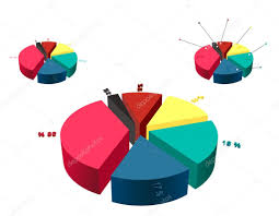 3d Pie Chart Template Colorful Vector Illustration Stock
