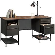 View and download sauder heritage collection manual online. Sauder Boulevard Cafe Executive Desk In Black And Vintage Oak 420701