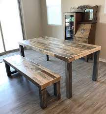 Reclaimed Wood Farm Table And Bench Set Rustic Dining Harvest Modern Farmhouse Kitchen Family Eating Bar Lounge Restaurant Reclaimed Wood Dining Table Farm Dining Table Wood Dining Table
