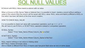 Chapter 11 - Sql Server Null Value | What Is Null Value In Sql Server In  Hindi - Youtube