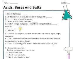 An arrhenius acid is defined as any compound that dissociates in aqueous solution which part comes from the base? Acids Bases And Salts Class 7 Science Worksheet Witknowlearn