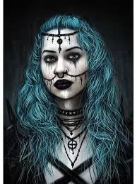 Ritratti Gotici Ragazza Tatuaggio Goth Poster Pittura su Tela Astratto Donna  Cool Arte da Parete Per Soggiorno Decorazione Domestica