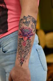 Lotus And Lace Tattoo Color Tattoo Black And Gray Tattoo Alecs Tattoo Tattoos Black And Grey Tattoos Geometric Tattoo Arm