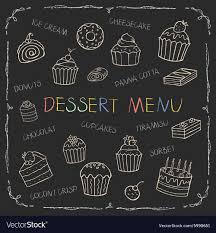 Dessert Menu On Chalk Board For Your Design Download A Free Preview Or High Quality Adobe Illustrator Ai Eps Pdf And High Res Chalk Desserts Menu Chalkboard