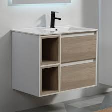 Le meuble tv, l'endroit où tous les regards se posent ! Meuble De Salle De Bain 2 Tiroirs 2 Niches Blanc Et Chene Gris Vasque 80x46 Cm Scandinave Leroy Merlin