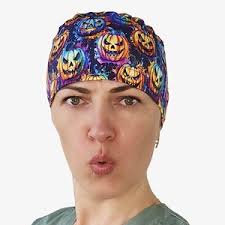 Candy Corn Crazy Halloween Scrub Cap