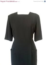 Black 3 4 Sleeve Dress With Pockets Japanese Vintage Dress Little Black Dress Side Pocket Etsy Vintage Dresses Dresses Secretary Dress