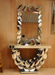 2 wind shard, 3 silver ore. Silver Leaf Designed Mirrored Glass Console Table With Mirror Home Decor Mirror Mobilia