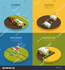 Agriculture Automation Smart Farming 2x2 Design Concept With Editable Text And Images Of Combine Harvester Machines V In 2020 Agriculture Design Smart Farm Agriculture