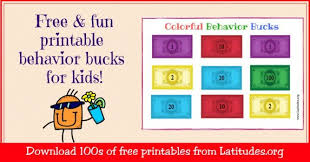 Free Printable Behavior Bucks For Kids Acn Latitudes