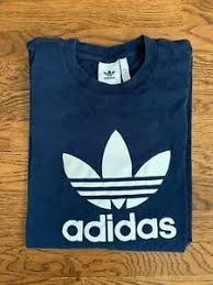 Men's VINTAGE Adidas T Shirt Large Logo Size Large L Navy Blue | eBay