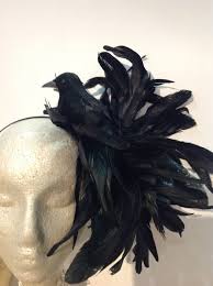 Black Bird With Orange Shoulders Black Fascinators Crow Raven Bird Headband Bird Lover Etsy Black Bird Black Fascinator Bird Costume
