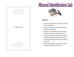 mineral identification lab worksheet for 6th 8th grade