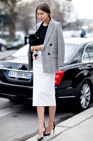 Black And White Plaid Blazer And Skirt Street Style Black White In Paris Le Fashion Cool Street Fashion Business Casual Outfits Fashion