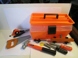Kid S Toy Tool Box Plastic Toy Tools Home Depot Orange Box Homedepot Toy Tools Kids Toys Kids Pretend Play Toys