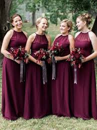 A Line Halter Floor Length Dark Red Chiffon Bridesmaid Dress Burgundy Bridesmaid Dresses Long Burgundy Bridesmaid Dresses Maroon Bridesmaid Dresses