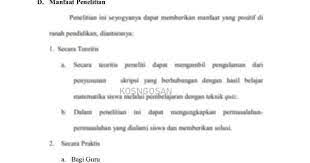 Penting untuk memahami kedua ujung bagian ini. 8 Contoh Manfaat Penelitian Skripsi Tesis Disertasi Kosngosan